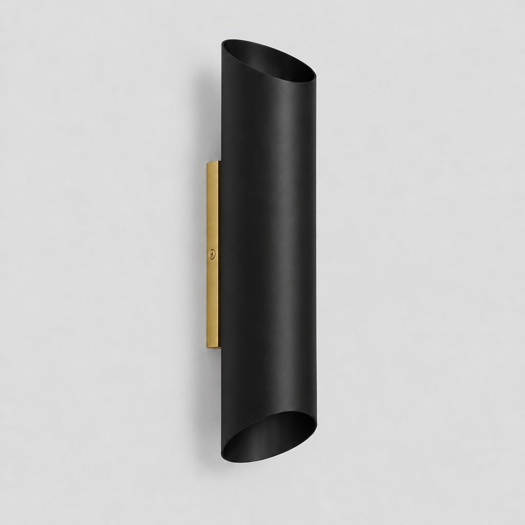 Up Down Wall Sconce, matt black shade, solid brass wall sconce by BrassBeam
