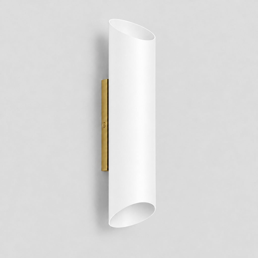 Up Down Wall Sconce, matt white shade, solid brass wall sconce by BrassBeam