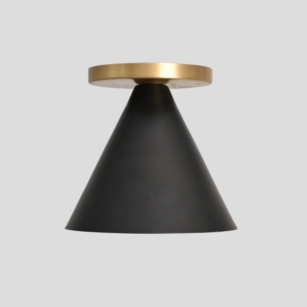 Brass Cone Ceiling Light - Matt Black Shade