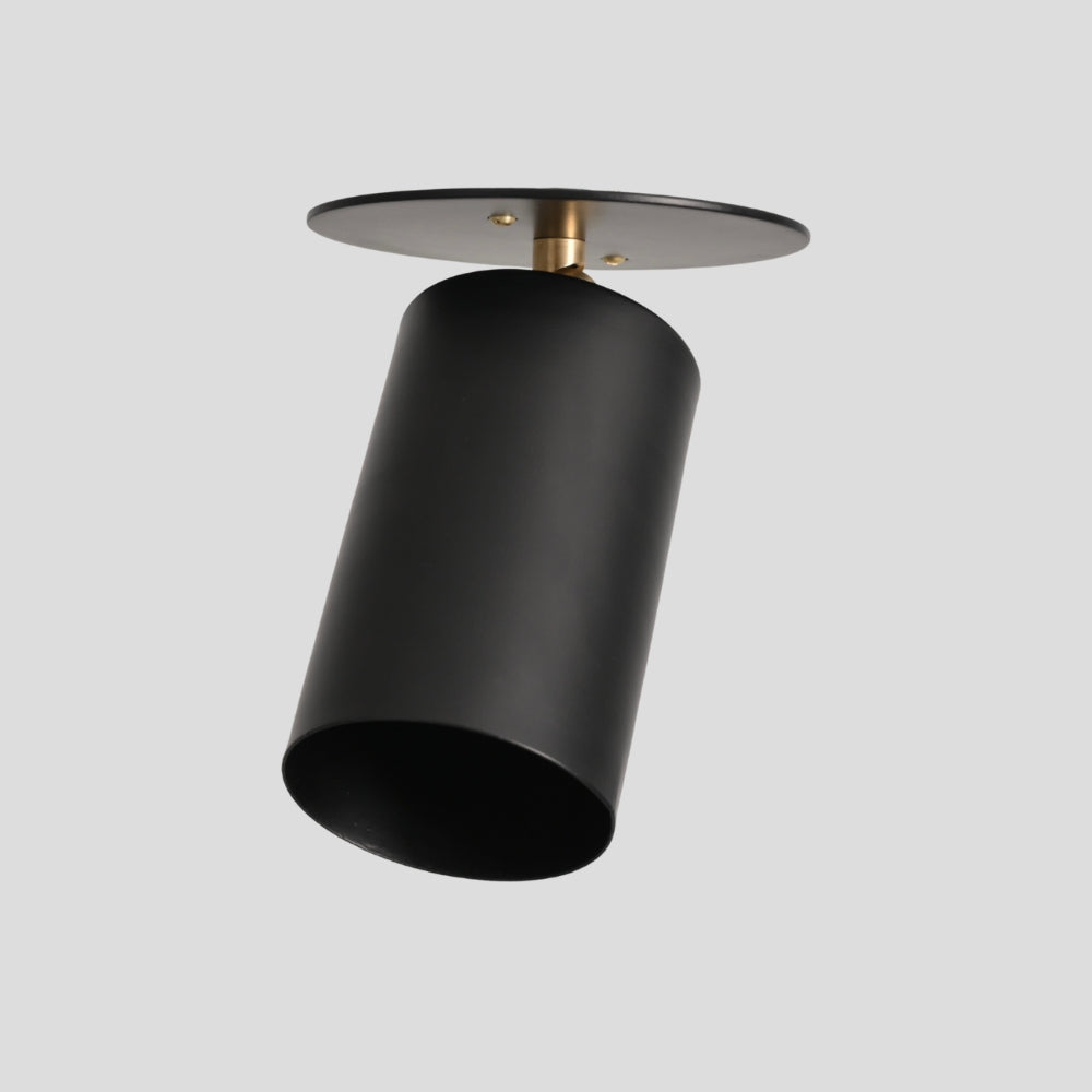 Adjustable Brass Ceiling Spotlight - Black Cylinder Shade