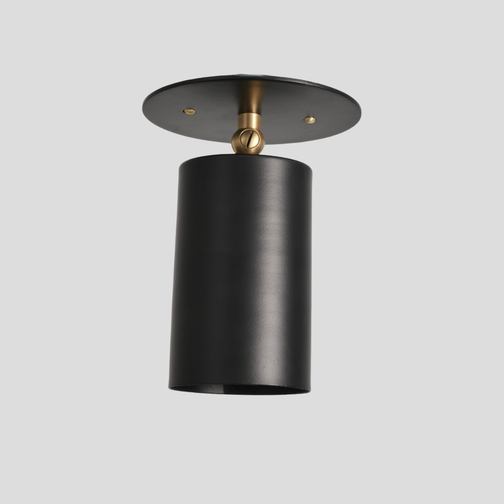Adjustable Brass Ceiling Spotlight - Black Cylinder Shade