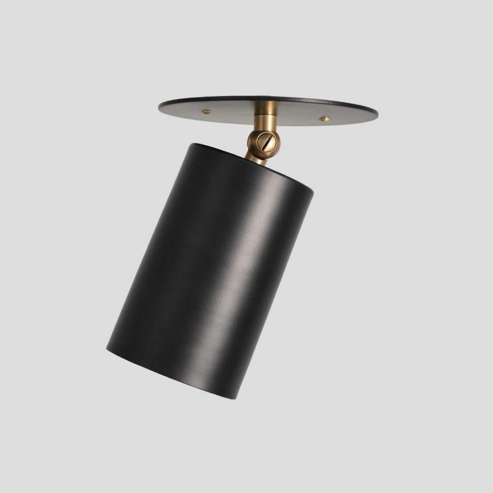 Adjustable Brass Ceiling Spotlight - Black Cylinder Shade