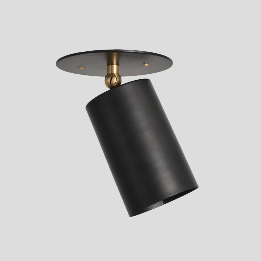 Adjustable Brass Ceiling Spotlight - Black Cylinder Shade