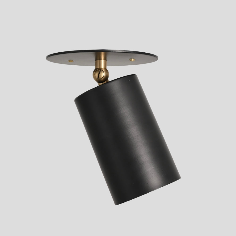 Adjustable Brass Ceiling Spotlight - Black Cylinder Shade