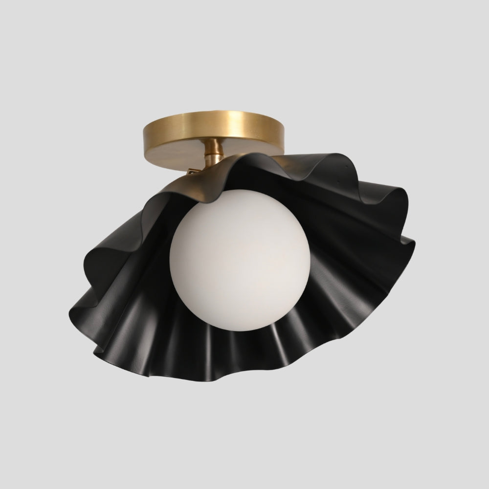 Adjustable Black Flush Mount Ceiling Light Glass Globe