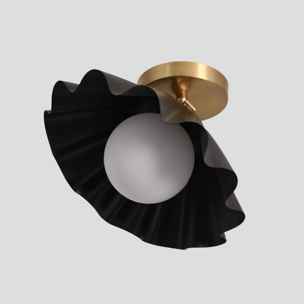 Adjustable Black Flush Mount Ceiling Light Glass Globe