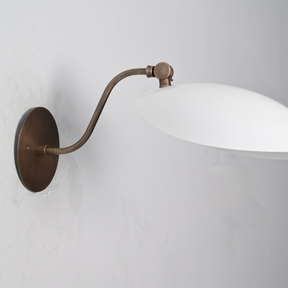 Downward Curved Wall Lamp - Matt White Shade