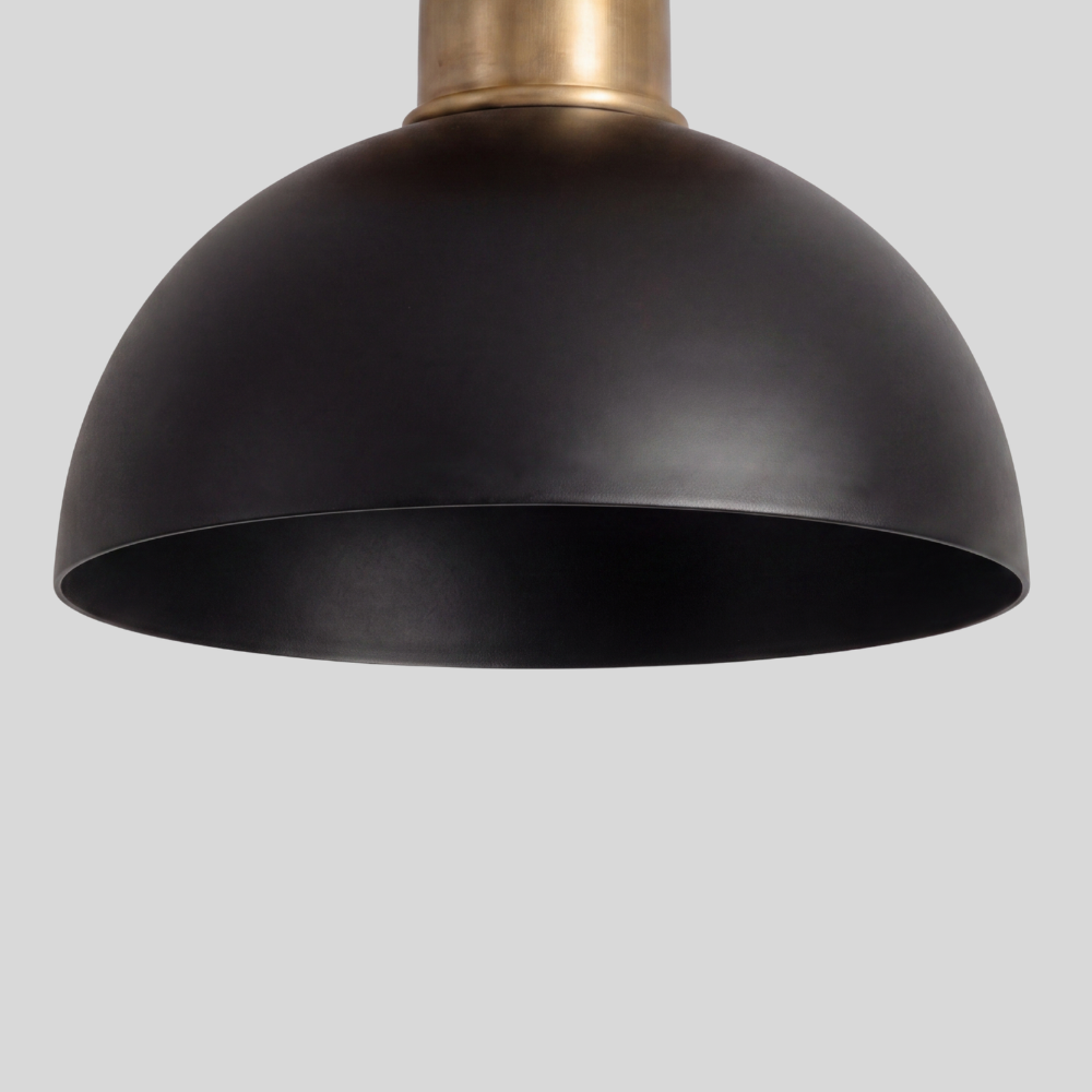 Black Dome Semi Flush Mount - Mid Century Brass Ceiling Light