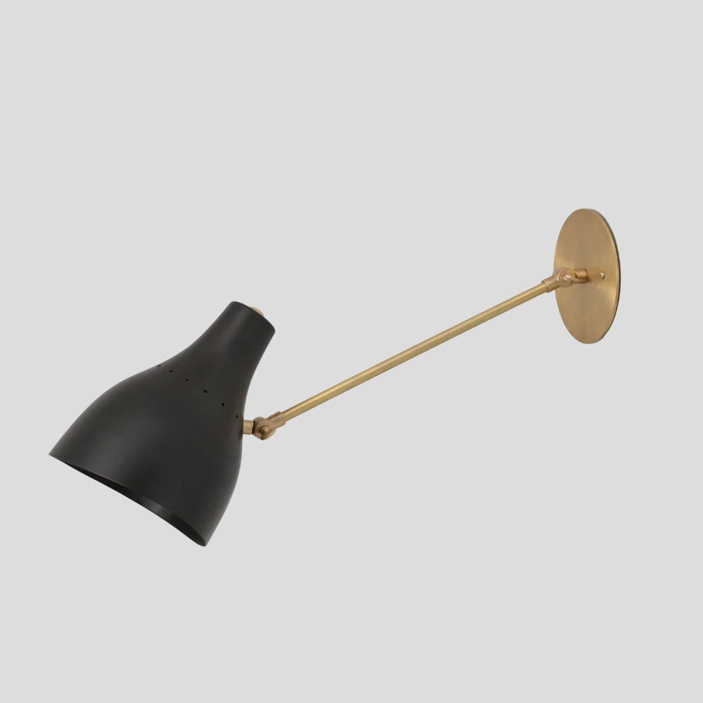 Flared Cone Wall Lamp - Long Arm Brass Sconce