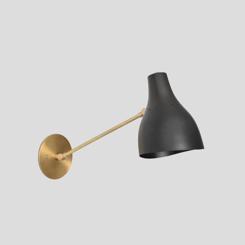 Flared Cone Wall Lamp - Long Arm Brass Sconce