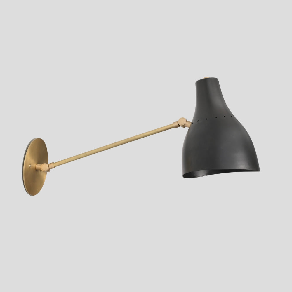 Flared Cone Wall Lamp - Long Arm Brass Sconce