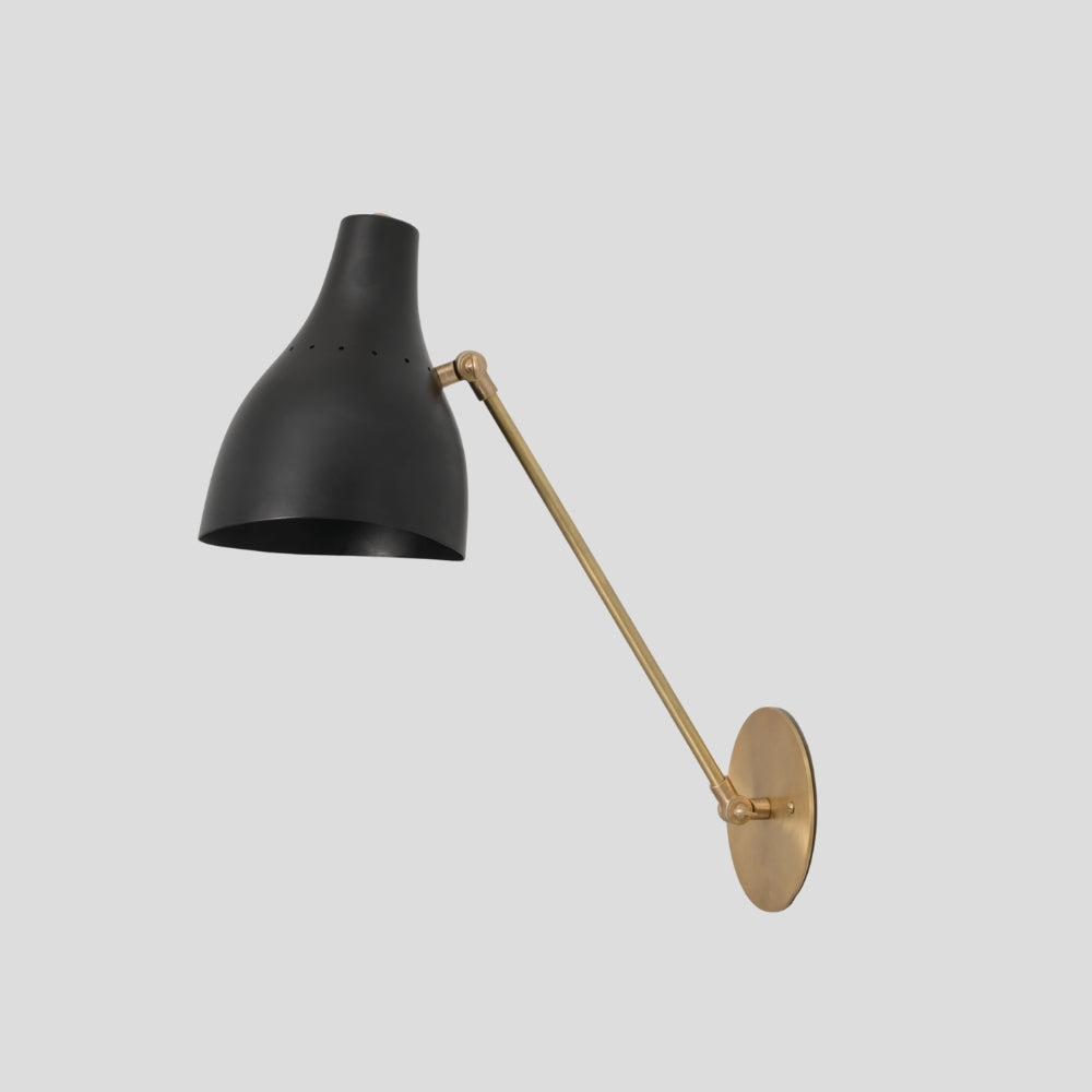 Flared Cone Wall Lamp - Long Arm Brass Sconce