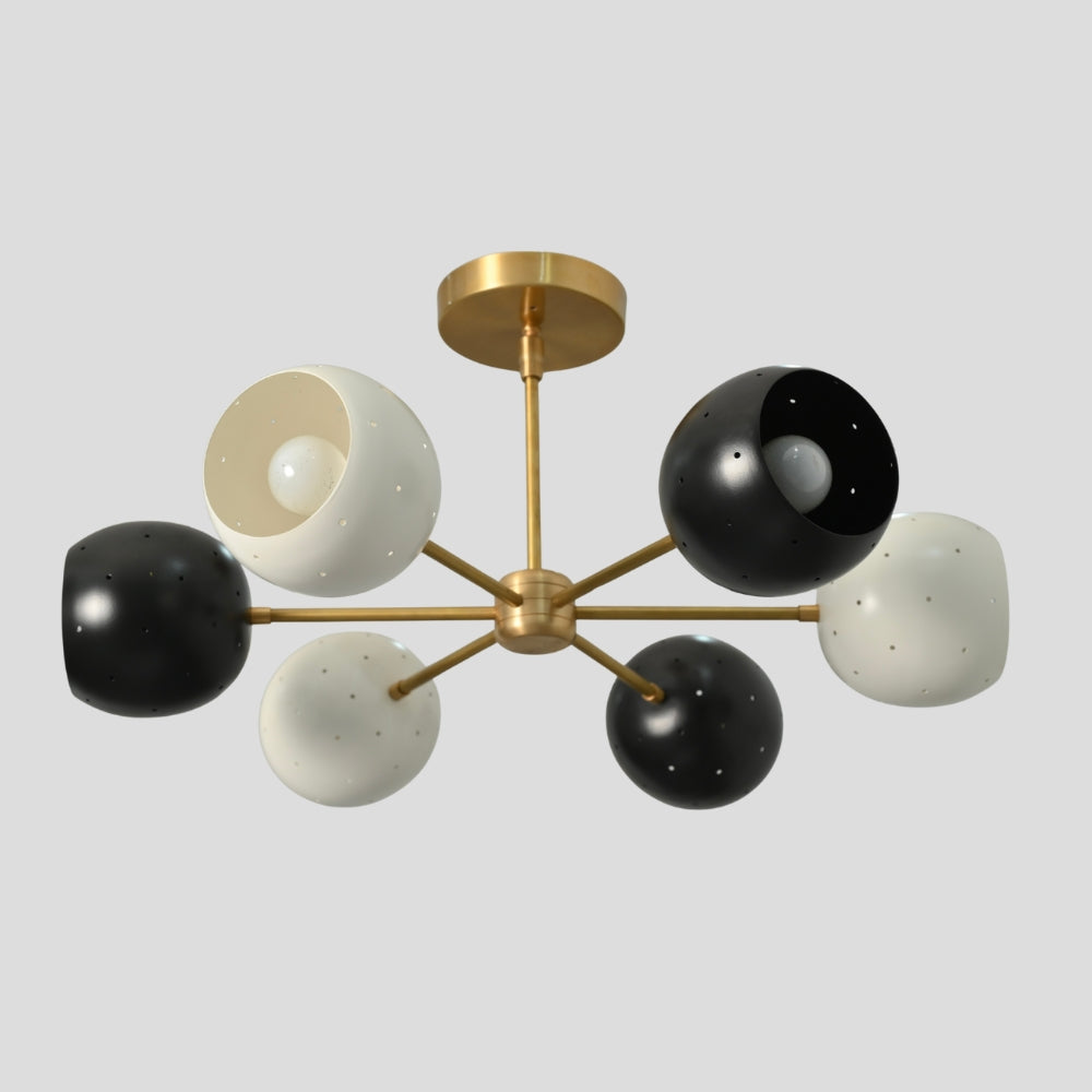 Semi Flush Mount 6 Light Ceiling - Black & White Shade