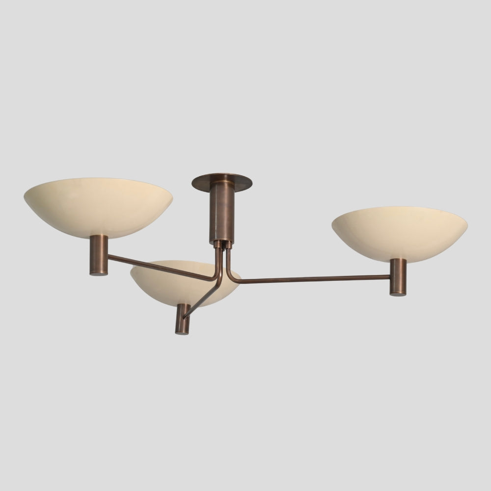 Flush Mount Three Arm - Ceiling Light Dome Cream Shade