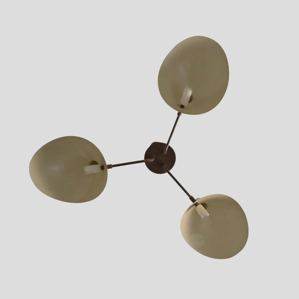 Flush Mount Ceiling Light - Three Arm Curved Cream Shade