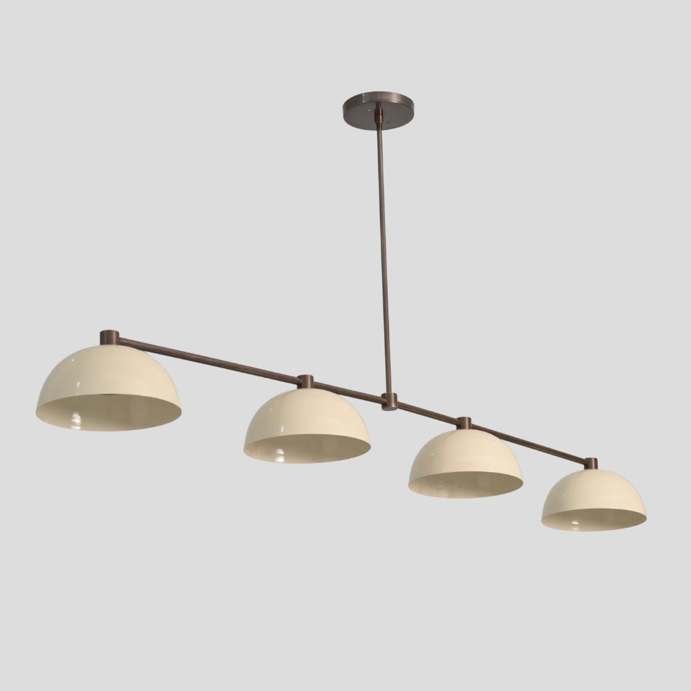4 Light Linear Dining Chandelier - Downward Shades