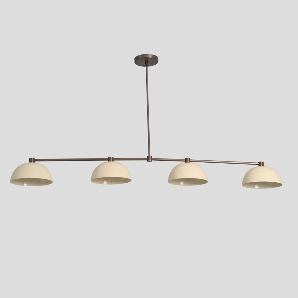 4 Light Linear Dining Chandelier - Downward Shades