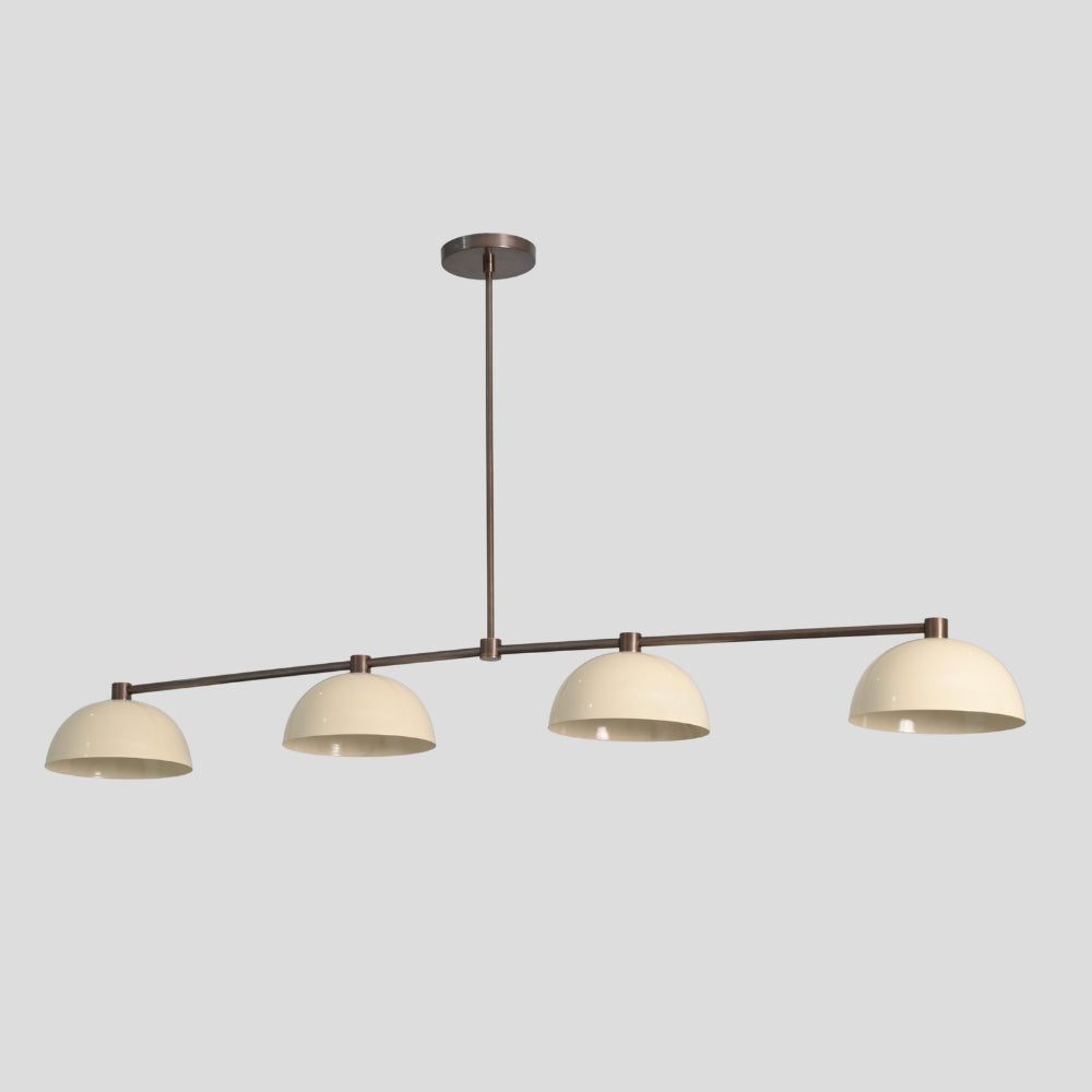 4 Light Linear Dining Chandelier - Downward Shades