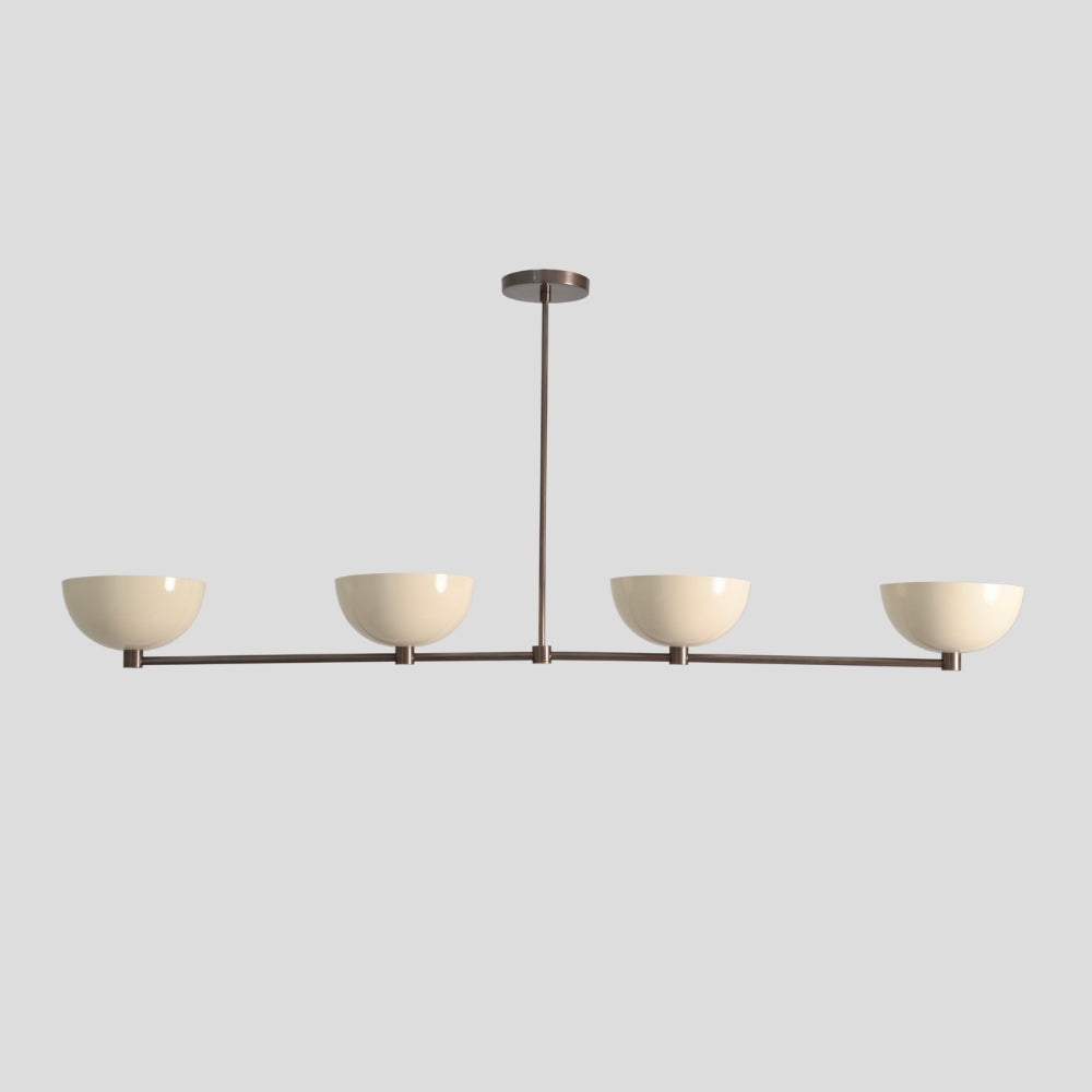 4 Light Linear Dining Chandelier - Upward Shades