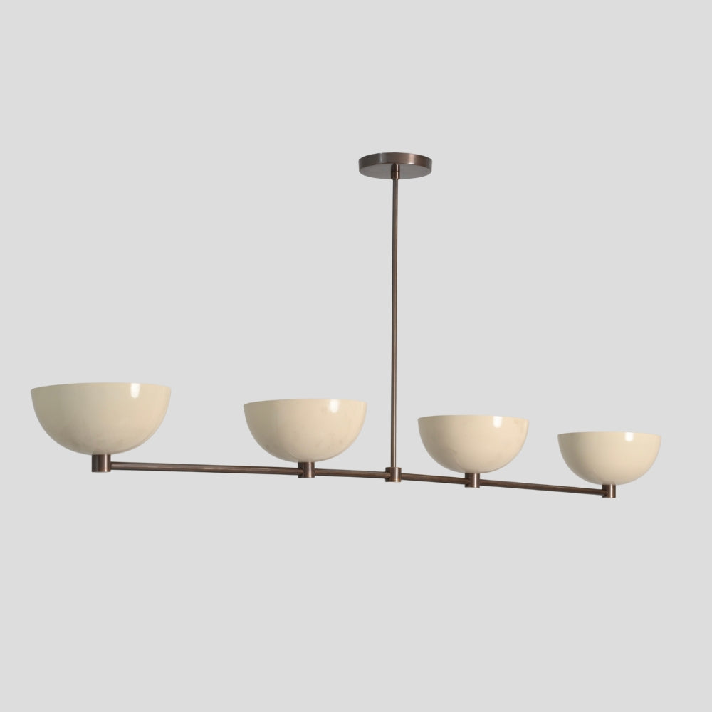 4 Light Linear Dining Chandelier - Upward Shades