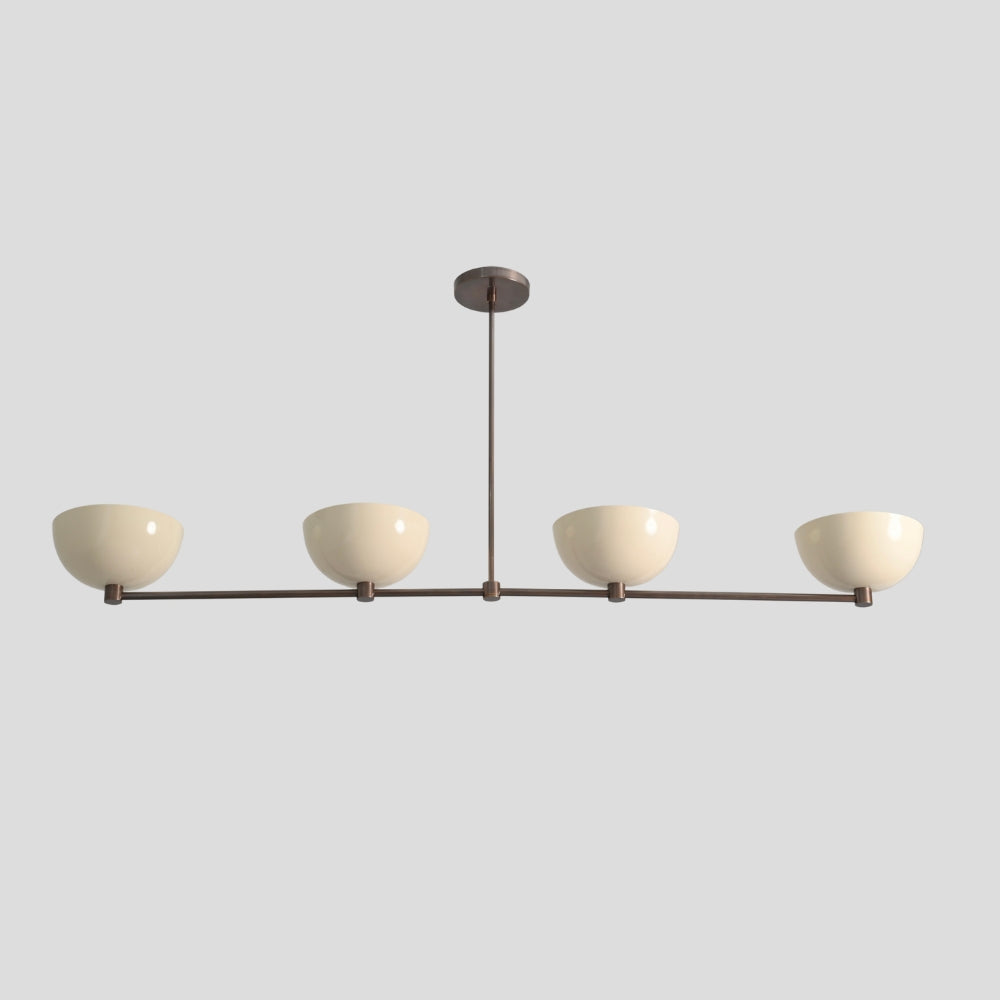 4 Light Linear Dining Chandelier - Upward Shades