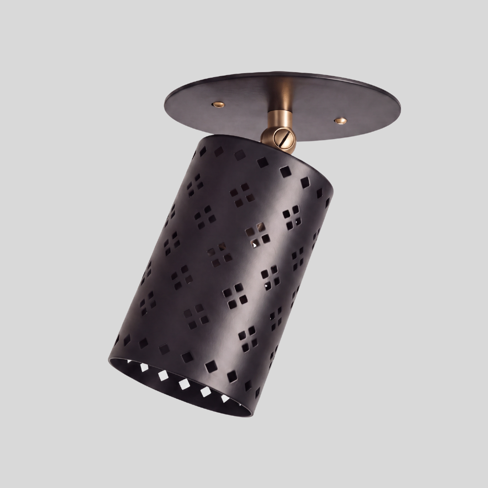 Articulated Black Perforated Spot Light - Diamond Cutout Ceiling Light