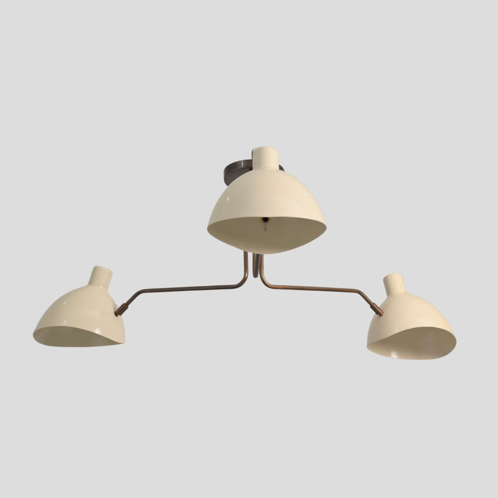 Semi Flush Mount Ceiling Light - Three Arm Curved Cream
