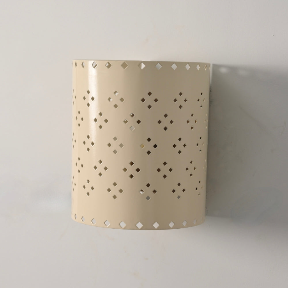 Perforated Wall Lamp - Cream Cylinder Sconce