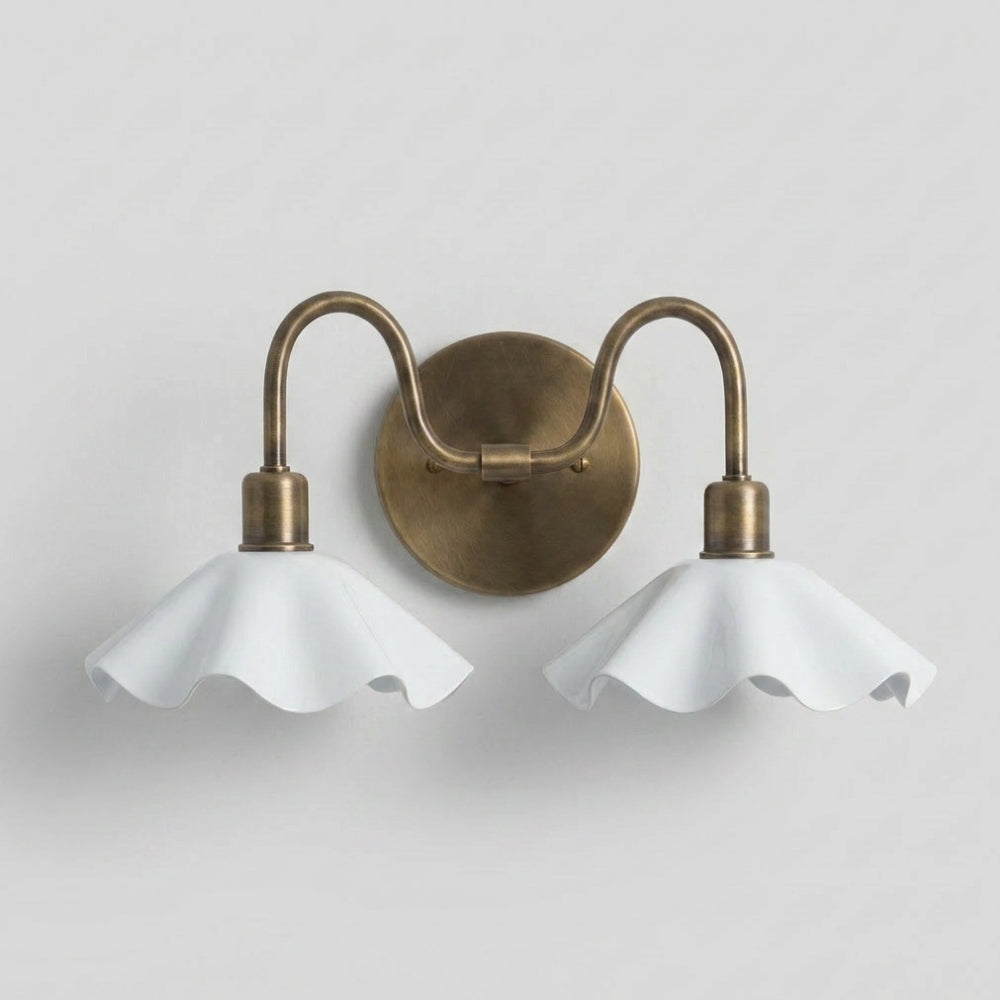 Double Flower Wall Sconce - White Vanity Light