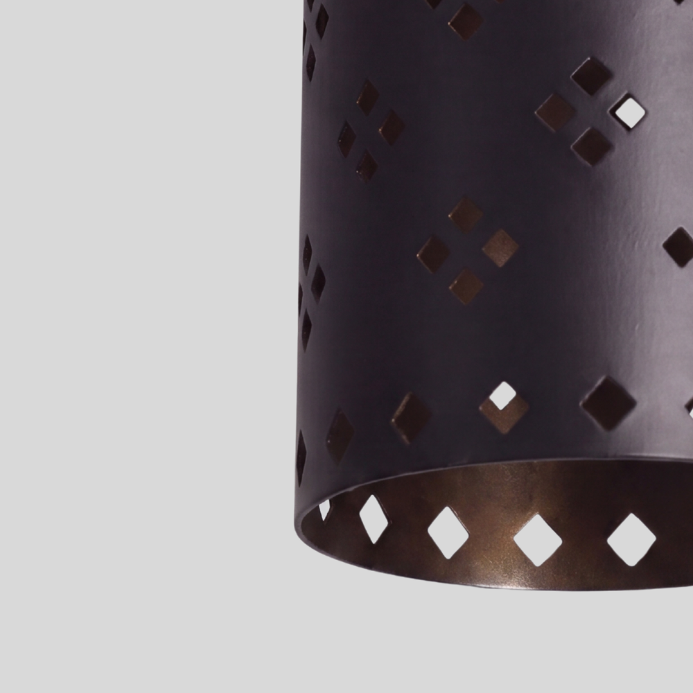 Perforated Black Cylinder Flush Mount - Modern Brass Spot Light
