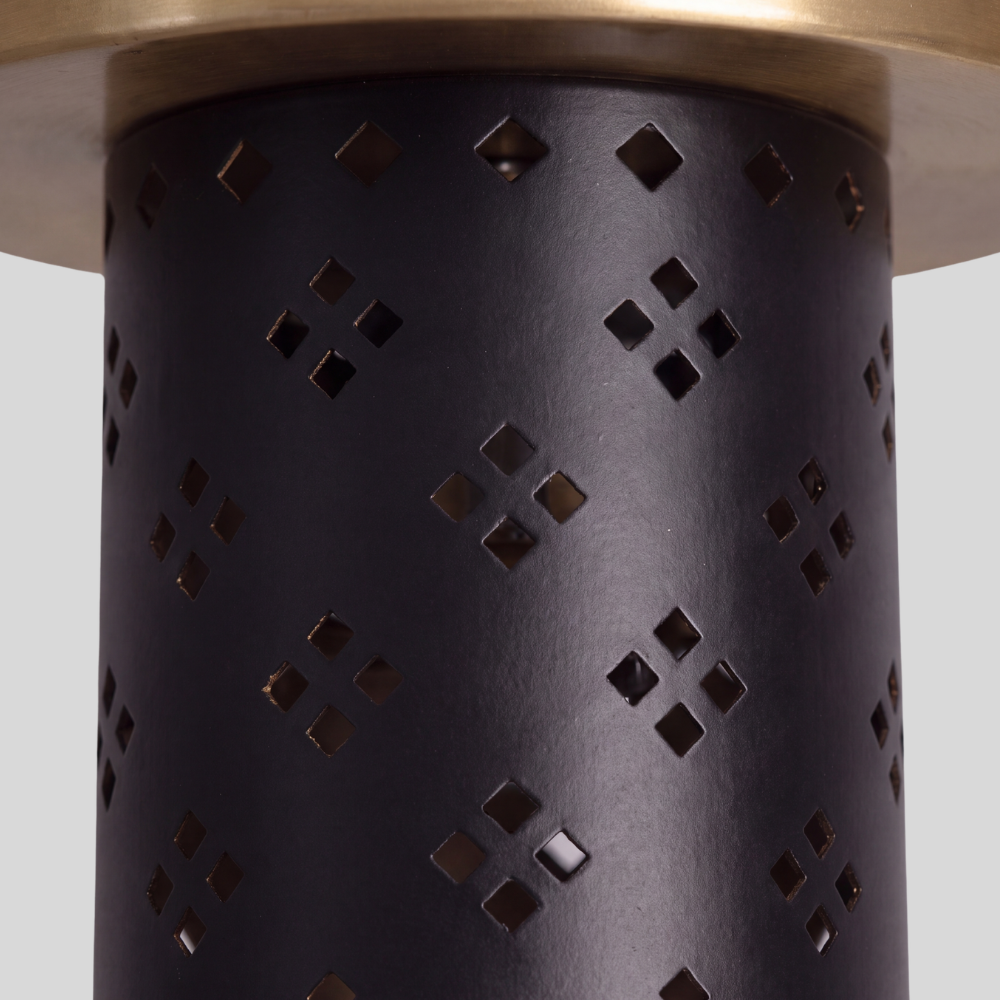 Perforated Black Cylinder Flush Mount - Modern Brass Spot Light