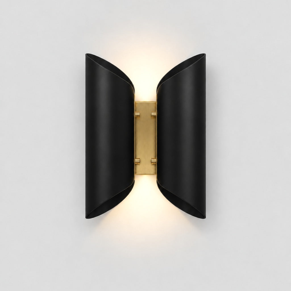 Butterfly Wall Sconce, matt black shade, solid brass wall sconce by BrassBeam