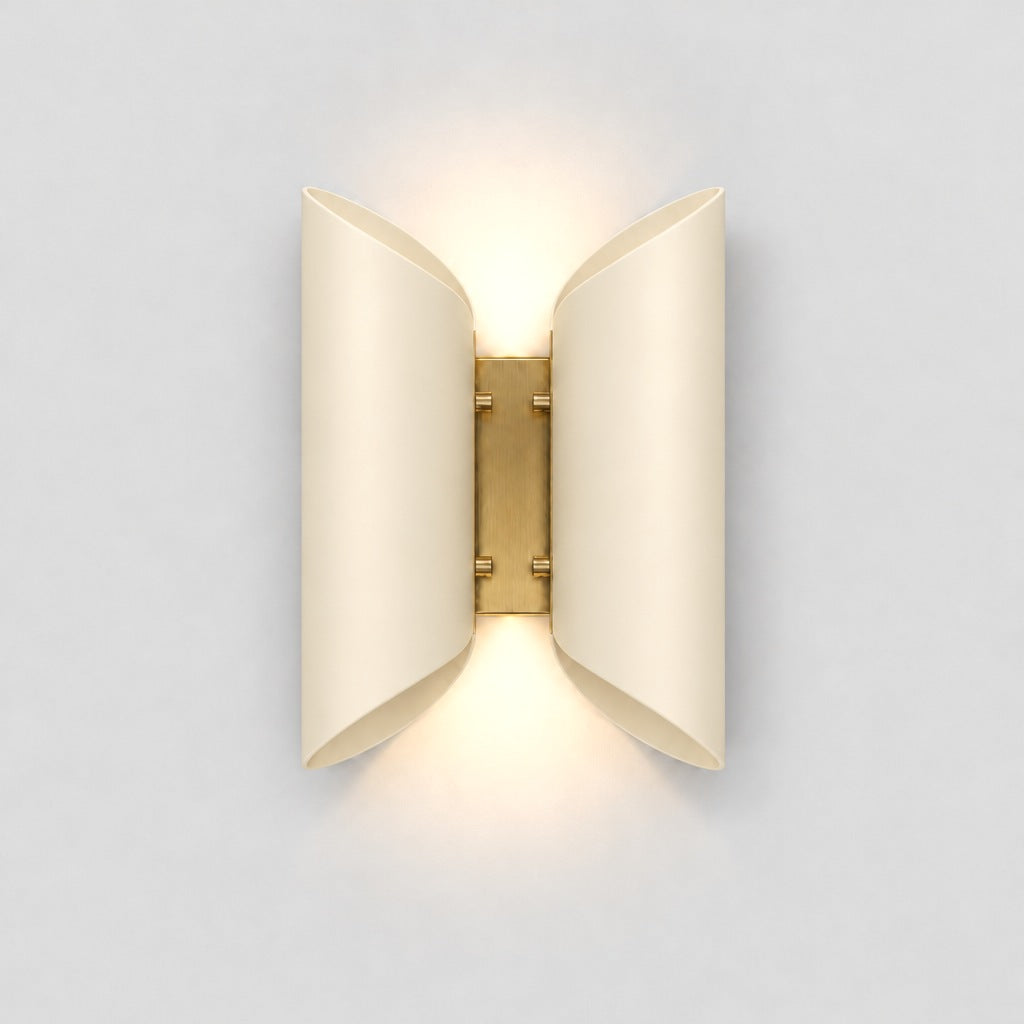 Butterfly Wall Sconce, cream shade, solid brass wall sconce by BrassBeam