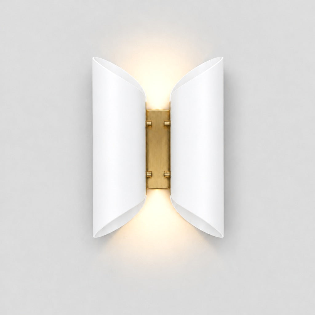 Butterfly Wall Sconce, matt white shade, solid brass wall sconce by BrassBeam