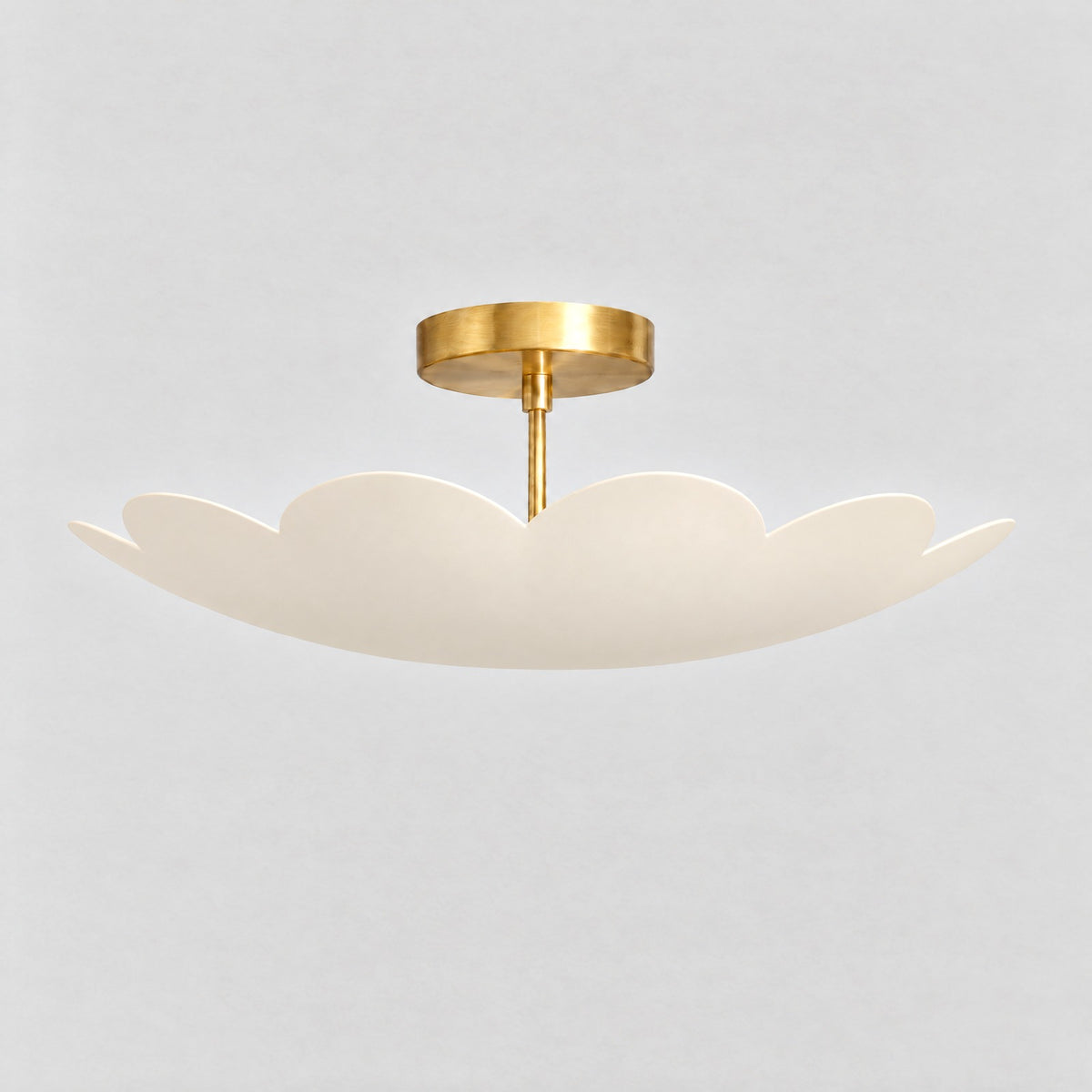 Flower Dome Semi Flush Mount, cream shade, solid brass semi flush mount by BrassBeam