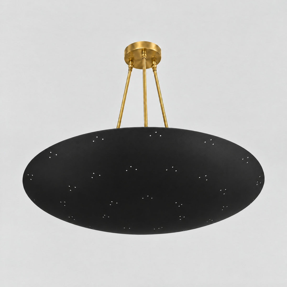 Perforated Dome Pendant, matt black shade, solid brass dome pendant by BrassBeam