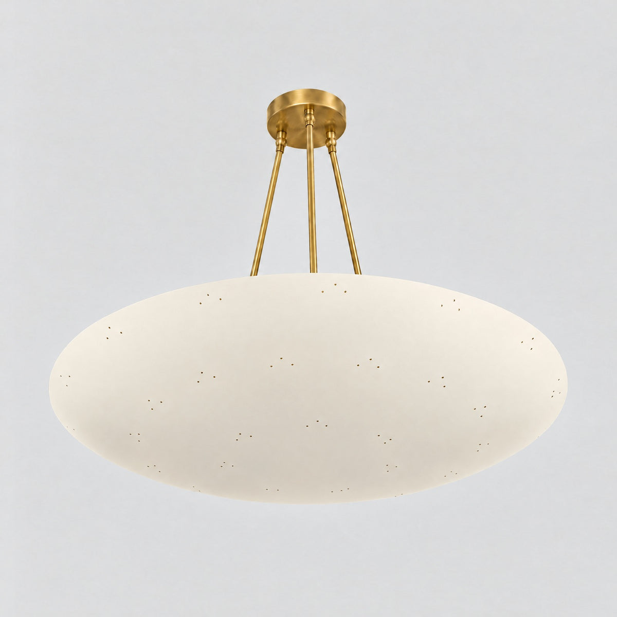 Perforated Dome Pendant, cream shade, solid brass dome pendant by BrassBeam