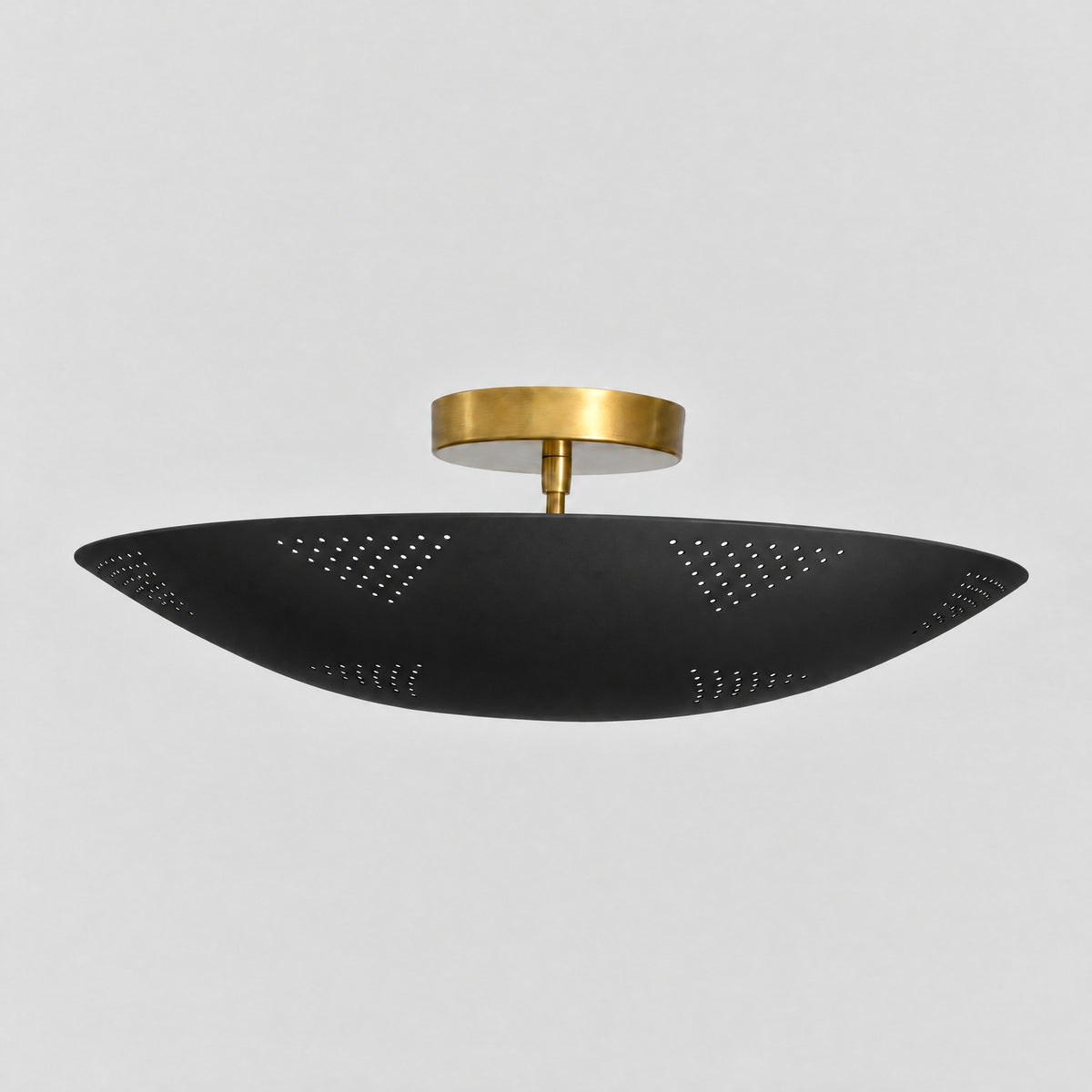Perforated Dome Semi Flush Mount, matt black shade, solid brass semi flush mount by BrassBeam