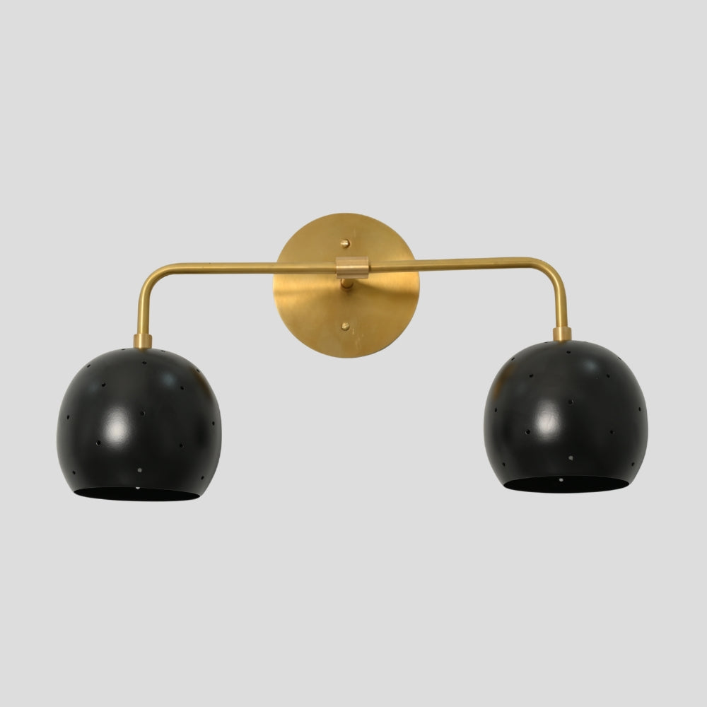 Vanity Light - Brass & Black Ball Shade