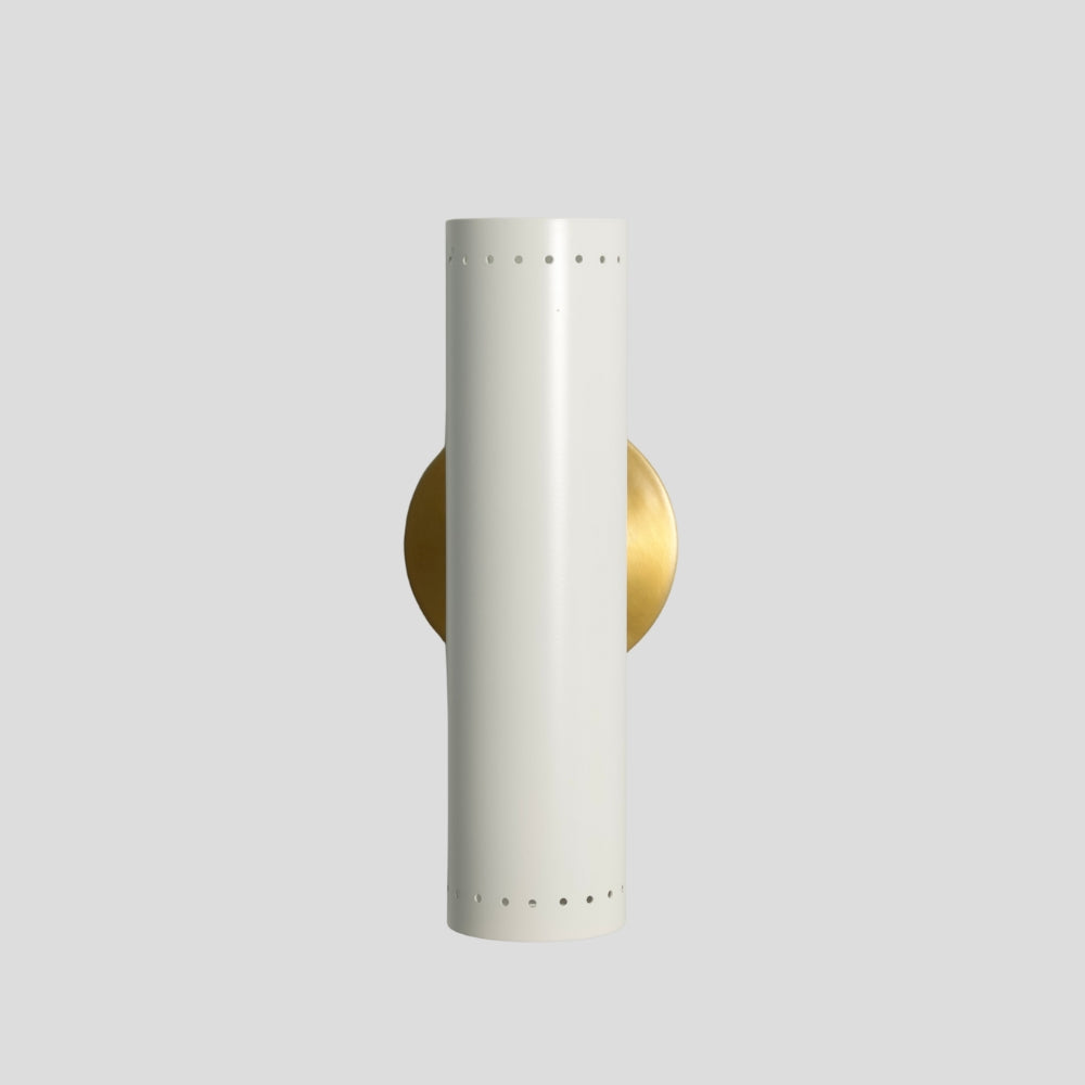 Cylinder Wall Sconce - Brass & White Wall Lamp