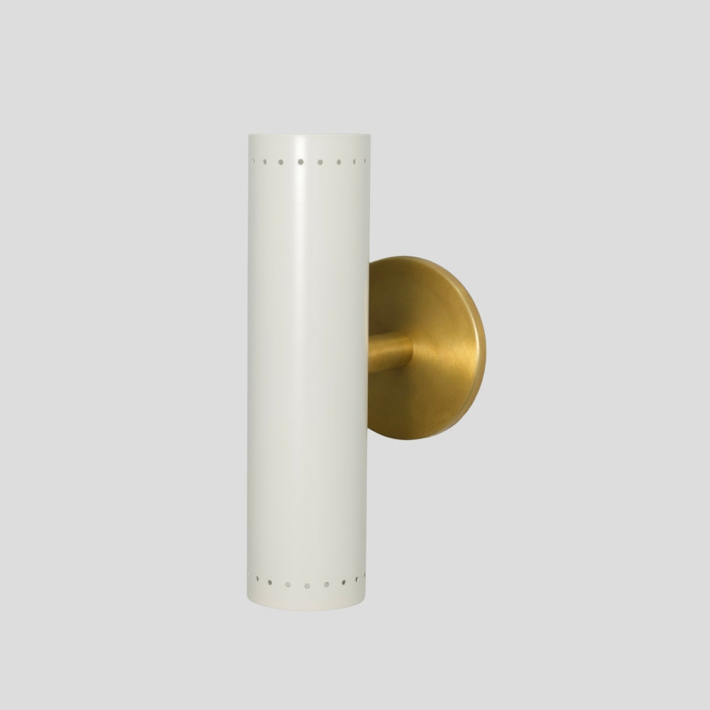 Cylinder Wall Sconce - Brass & White Wall Lamp