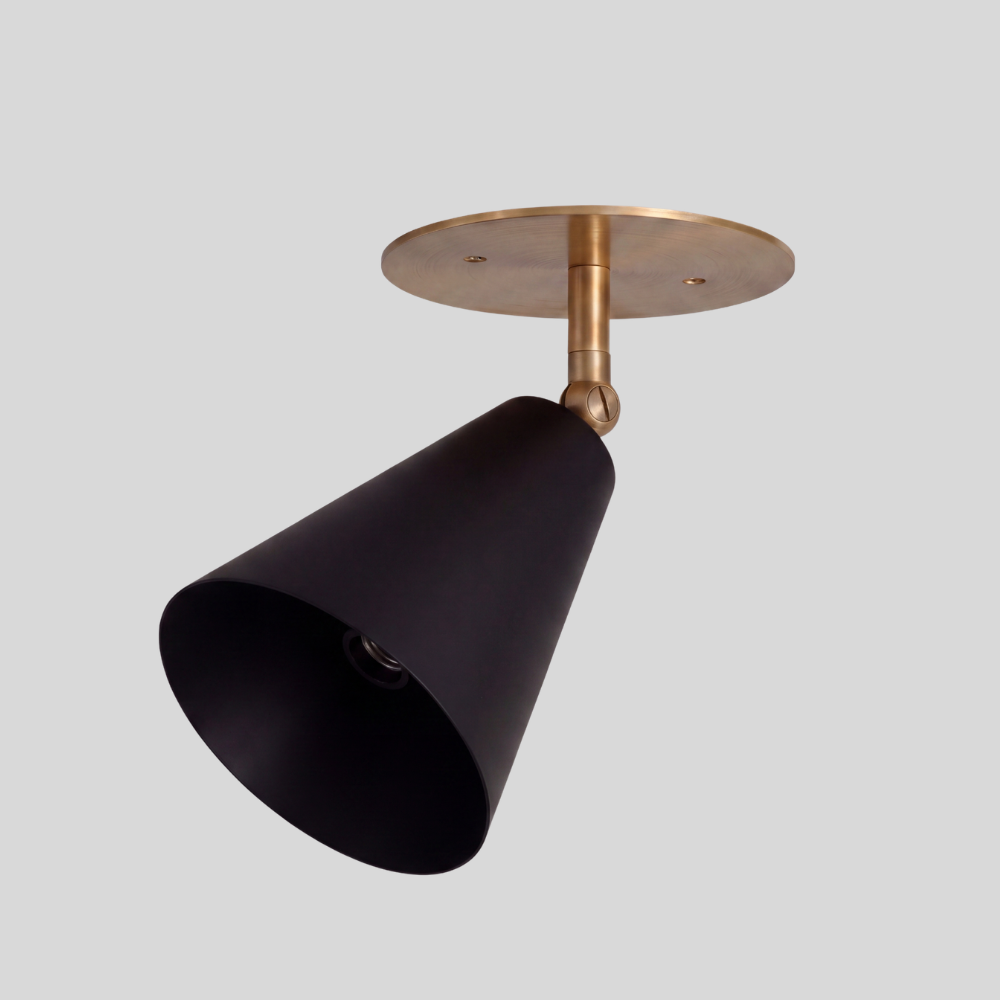 Black Cone Ceiling Spot Light - Adjustable Brass Flush Mount