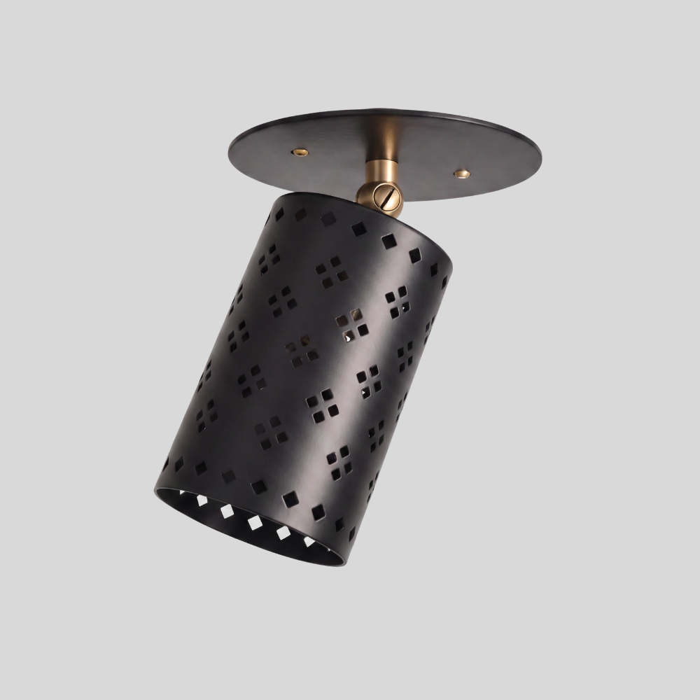 Articulated Black Perforated Spot Light - Diamond Cutout Ceiling Light