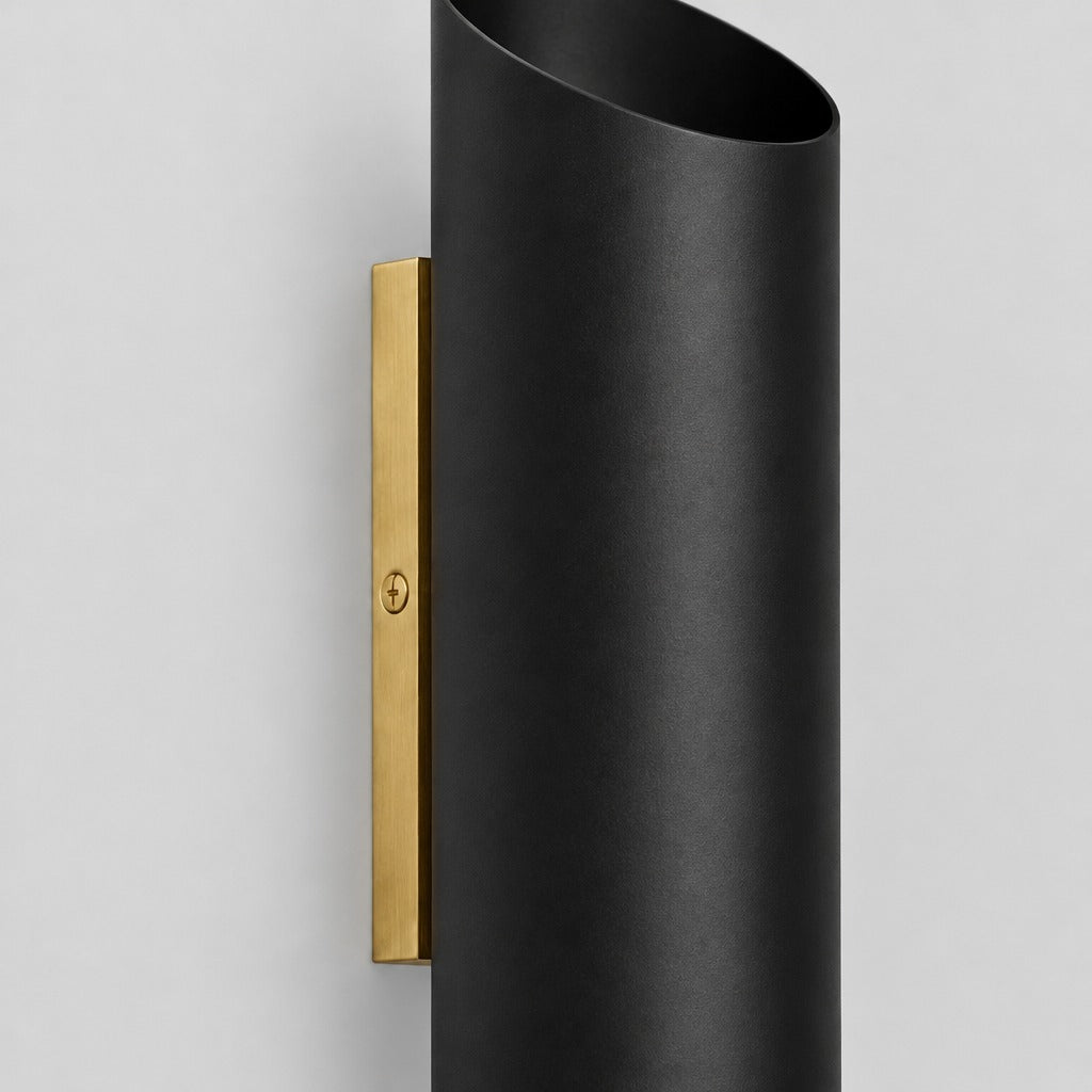 Up Down Wall Sconce, close-up of the solid brass details and finish, solid brass wall sconce by BrassBeam