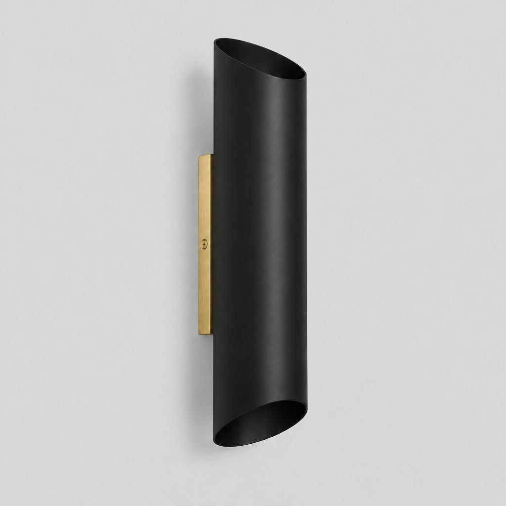 Up Down Wall Sconce, three-quarter view from the left, solid brass wall sconce by BrassBeam