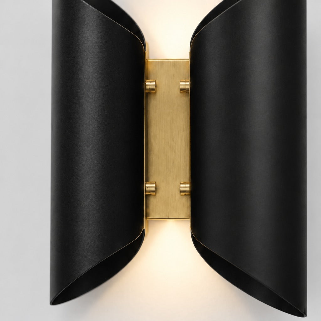 Butterfly Wall Sconce, close-up of the solid brass details and finish, solid brass wall sconce by BrassBeam
