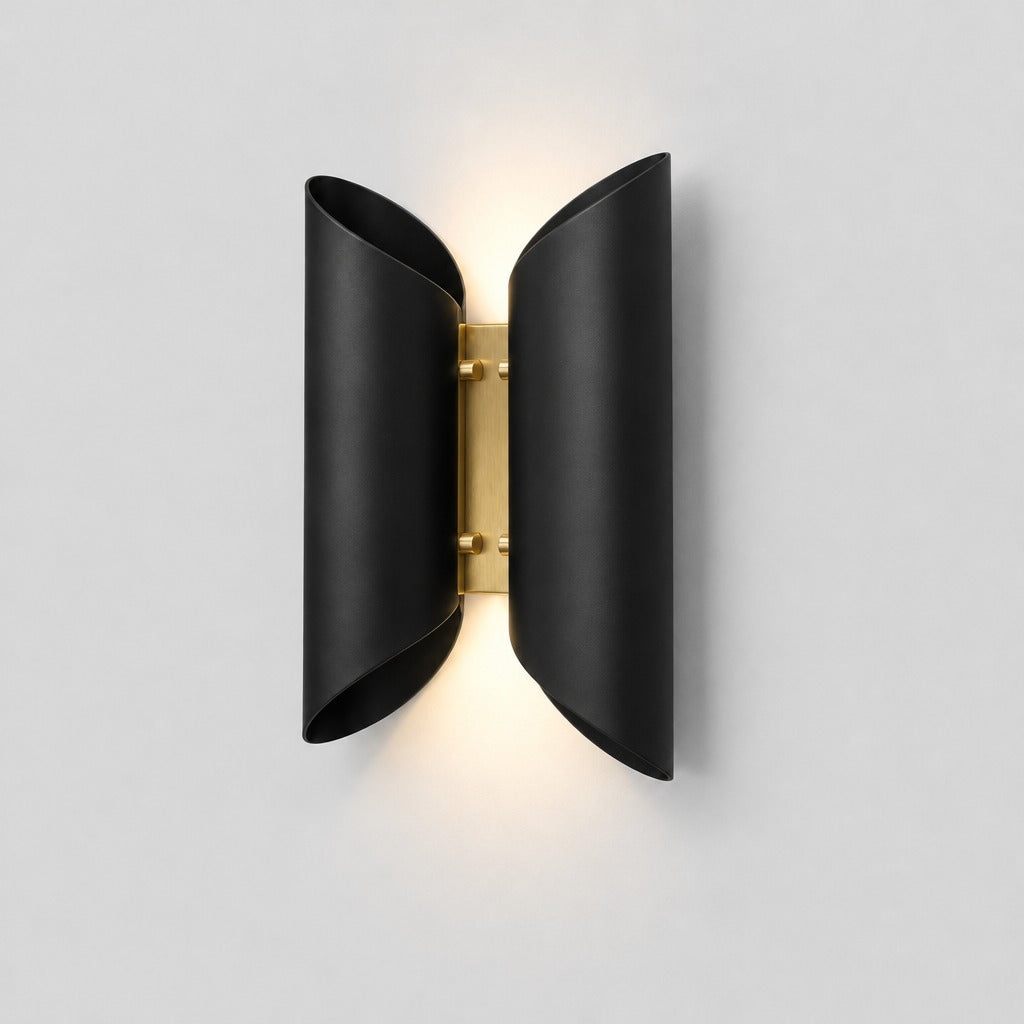 Butterfly Wall Sconce, three-quarter view from the right, solid brass wall sconce by BrassBeam